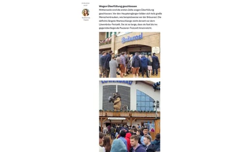 Süddeutsche Zeitung reports in its liveblog about the first Wiesn day 2022