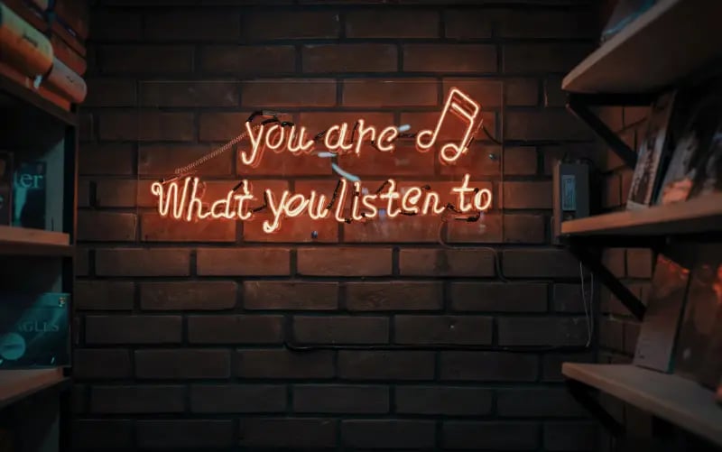 Neon sign You are what listen to