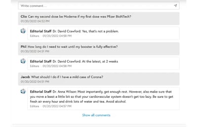Engaging question round with medical professionals in a liveblog
