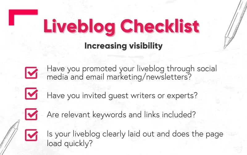Liveblog Checklist Increasing Visibility