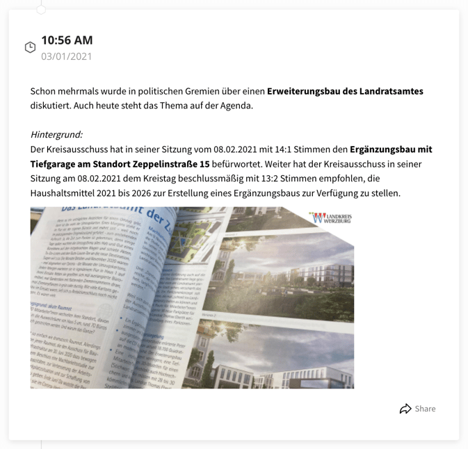 Screenshot aus dem Kommunen Liveblog von Würzburg