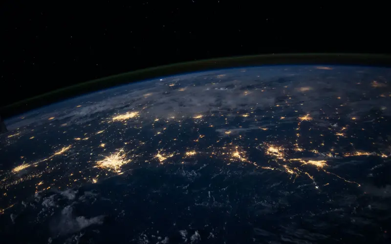 The earth from space, where the lights from large cities can be seen. How this image will change during the energy crisis remains to be seen. 